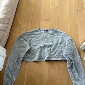 Missguided + Cropped Crewneck Sweatshirt - Light Gray